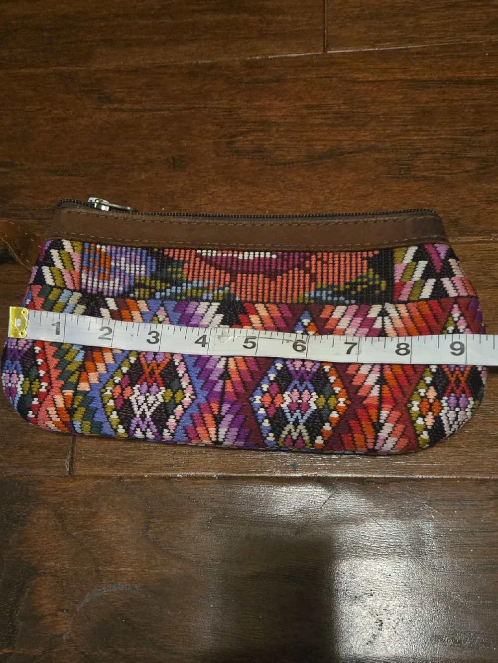 Nena & Co. Embroidered Multicolor Geometric Wristlet